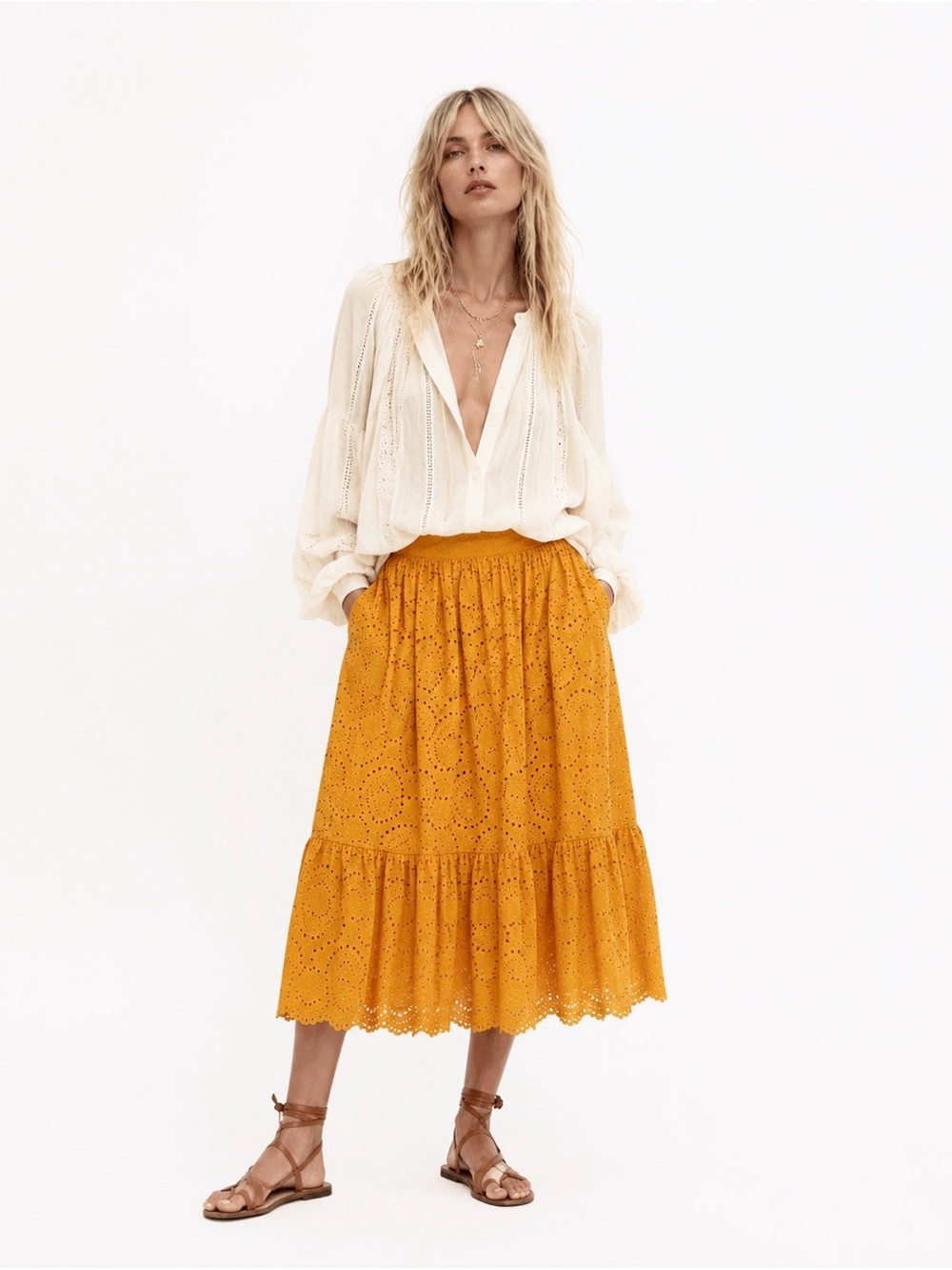Charina Sarte Eyelet A-Line Skirt